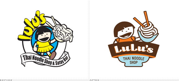 Lulu's Thai Noodle Shop & Satay Bar Logo, Before and After