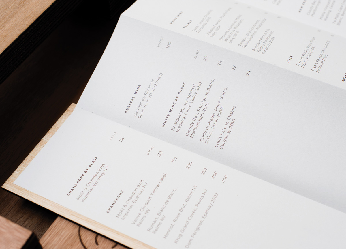 Menu and Stationery for Fat Cow by Foreign Policy Design Group