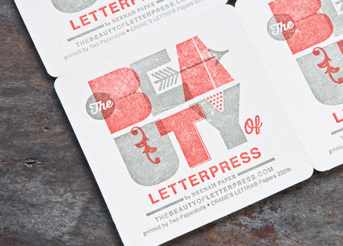 Art Print and Coasters for The Beauty of Letterpress by Neenah Paper and Two Paperdolls