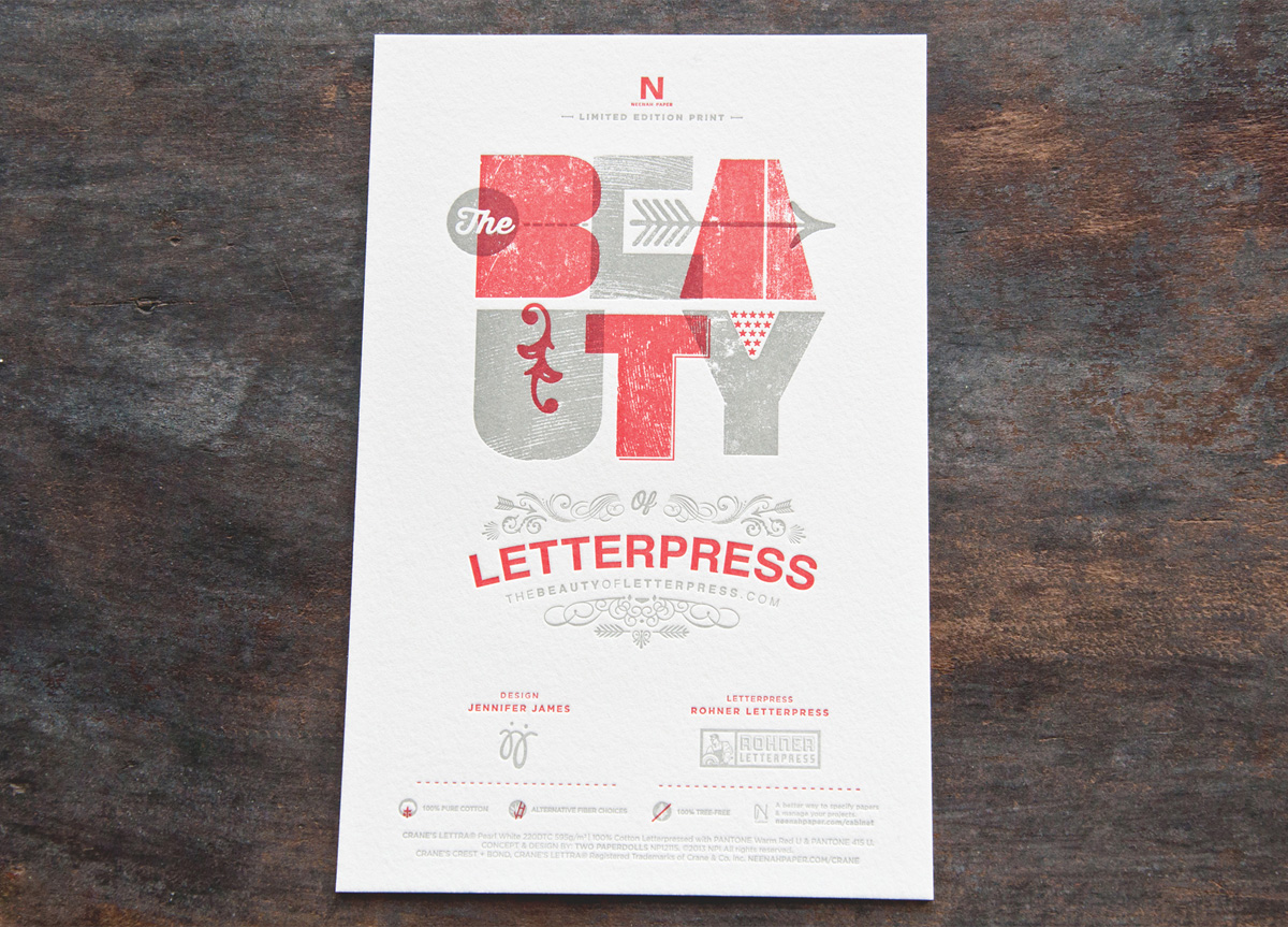 Art Print and Coasters for The Beauty of Letterpress by Neenah Paper and Two Paperdolls