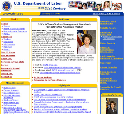 U.S. Department of Labor Web Site