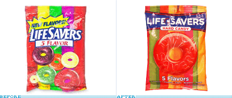 Lifesavers Package and Logo, Before and After