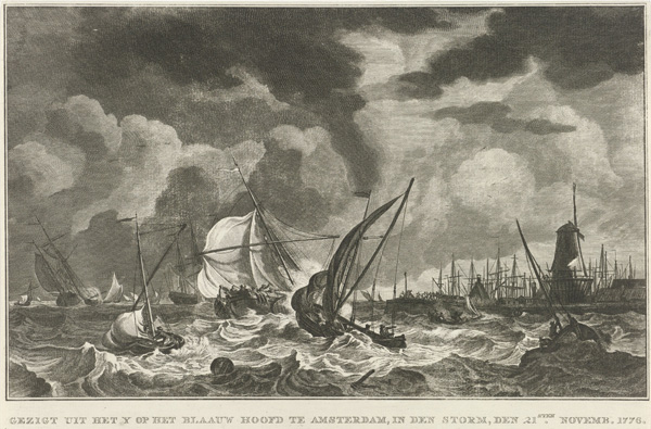 Storm on the IJ to the Blue Head Amsterdam, 1776, Noah van der Meer (II), Hendrik Kobell, 1778