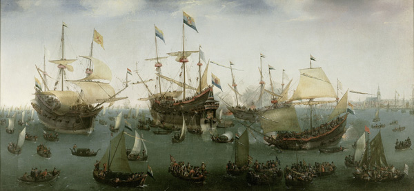 The return to Amsterdam of the Second Expedition to the East Indies, Hendrik Cornelisz. Vroom, 1599