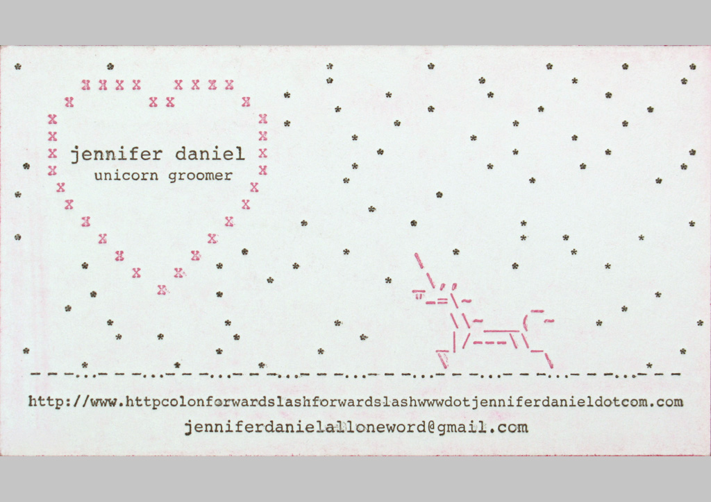 Business card for Self-Promotion by Jennifer Daniel