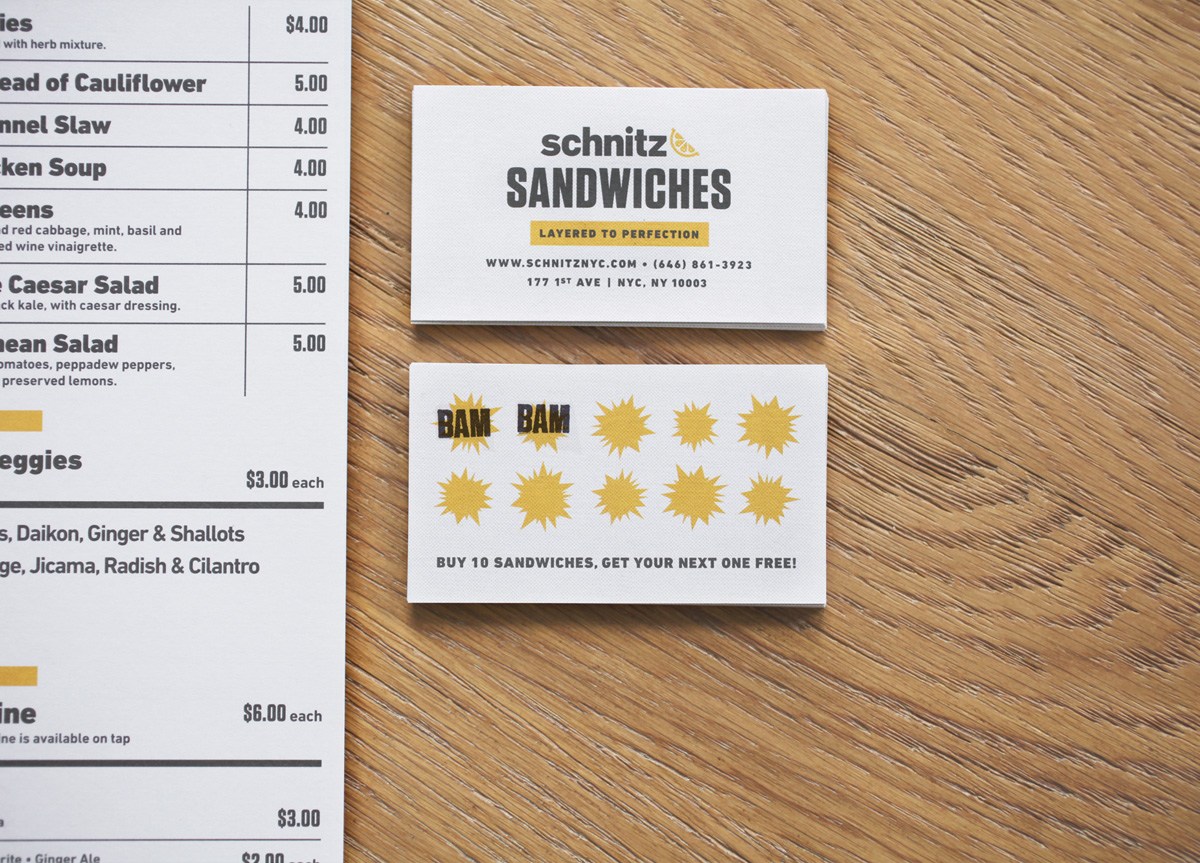 Menu by Tag Collective for Schnitz